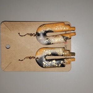 New Handmade earrings with gold flakes hypoallergenic